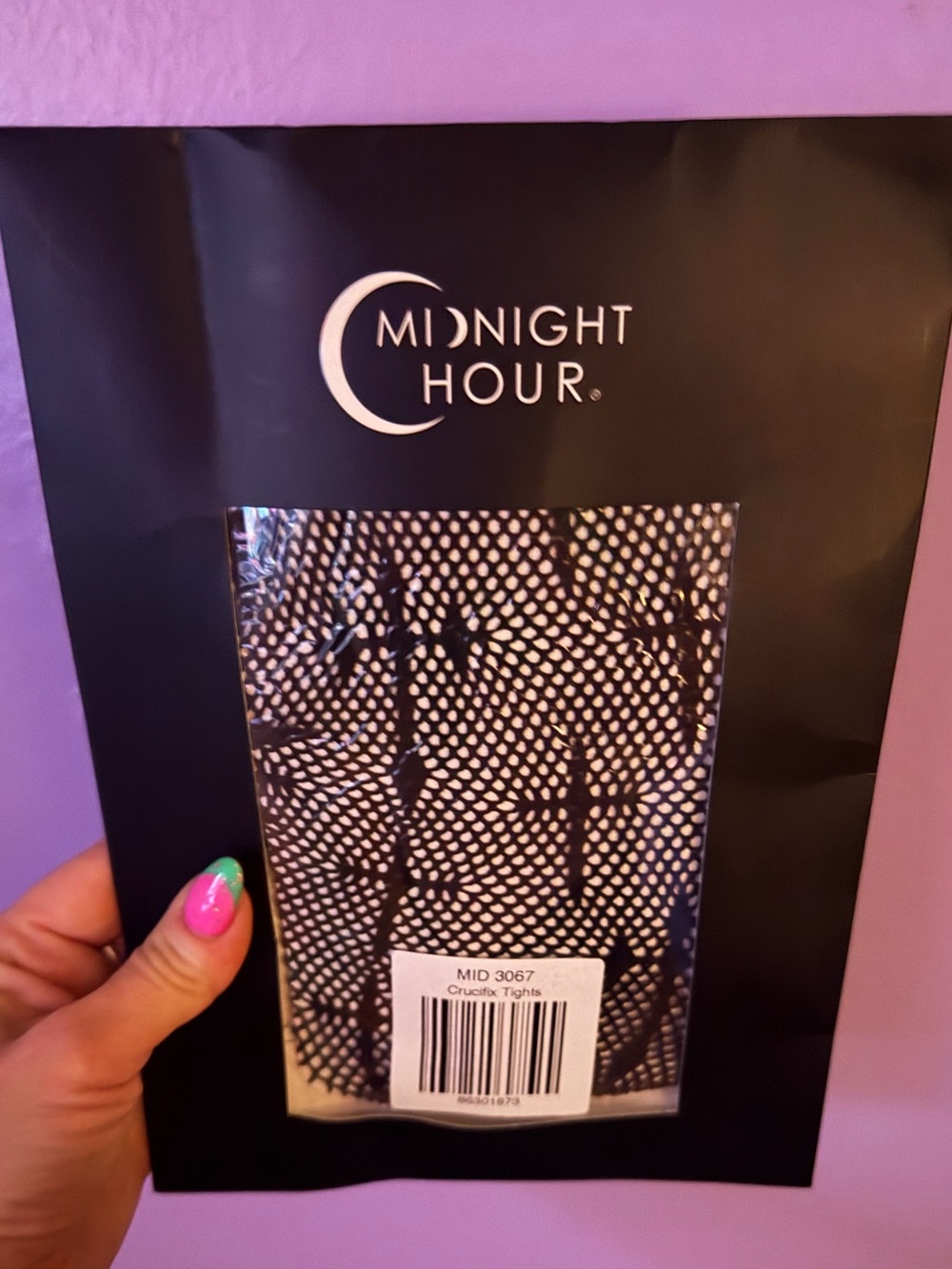 Midnight Hour Black Crucifix Fishnet Tights NEW